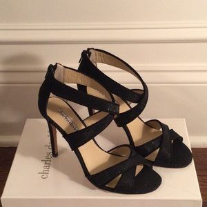 Charles David Black Sparkle Heels | Marcasite